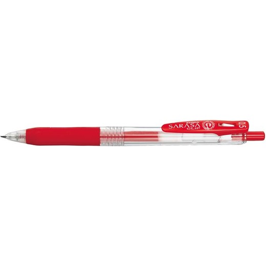 Gélové pero, 0,33 mm, stláčací mechanizmus, ZEBRA "Sarasa Clip", červené