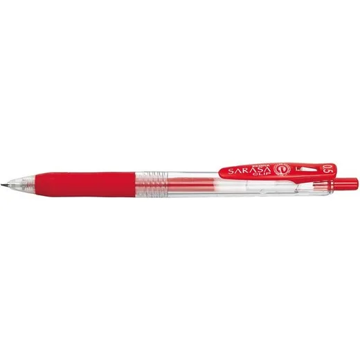 Gélové pero, 0,33 mm, stláčací mechanizmus, ZEBRA "Sarasa Clip", červené