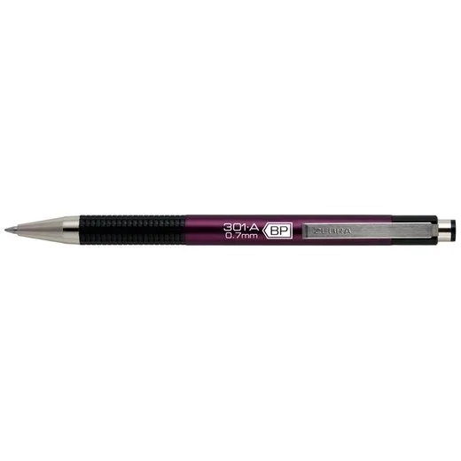 Guľôčkové pero, 0,24 mm, stláčací mechanizmus, farba tela: slezová, ZEBRA "F301 A", modré