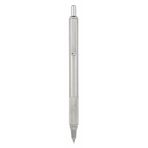 Guľôčkové pero, 0,24 mm, stláčací mechanizmus, telo: nehrdzavejúca oceľ, ZEBRA "F-xMD", modrá