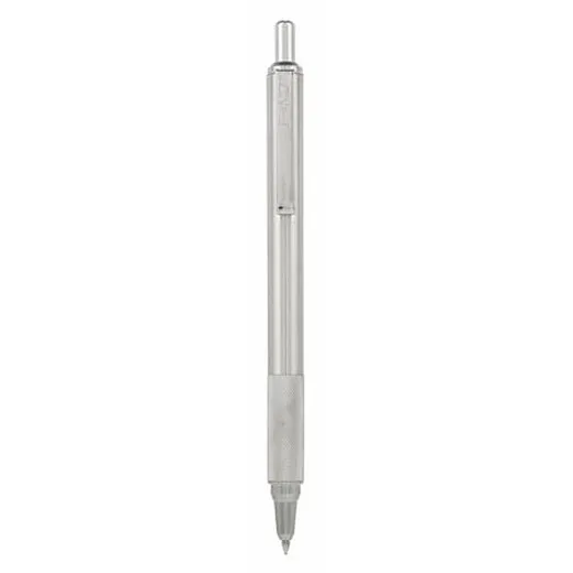 Guľôčkové pero, 0,24 mm, stláčací mechanizmus, telo: nehrdzavejúca oceľ, ZEBRA "F-xMD", modrá