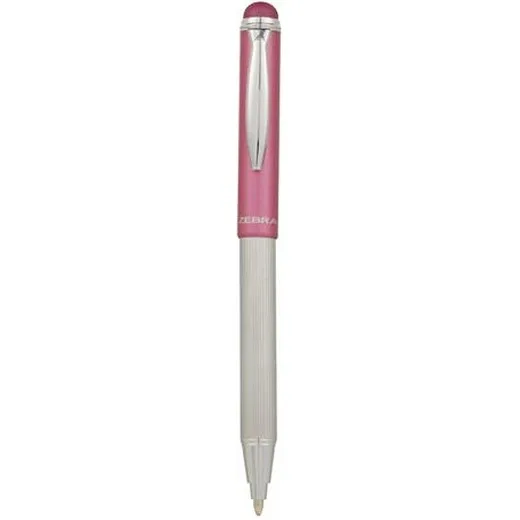 Guľôčkové pero, 0,24 mm, teleskopické, nehrdzavejúca oceľ, ružové telo, ZEBRA "Telescopic Metal Stylus", modrá