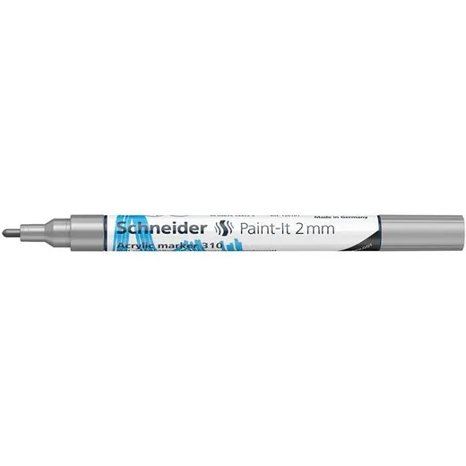 Akrylový popisovač, 2 mm, SCHNEIDER "Paint-It 310", strieborny
