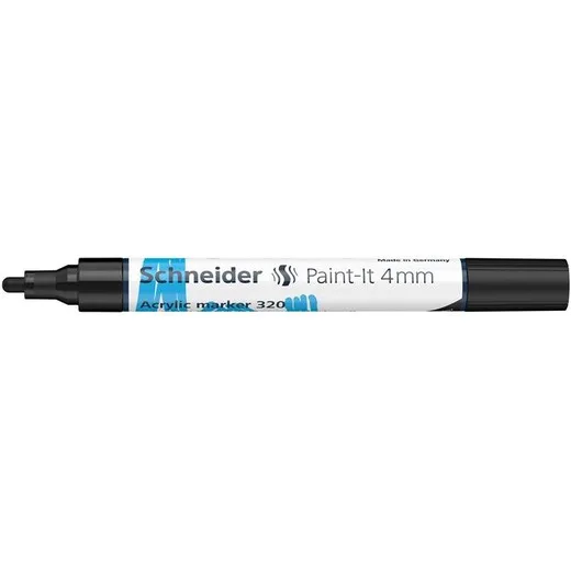 Akrylový popisovač, 4 mm, SCHNEIDER "Paint-It 320" , čierny