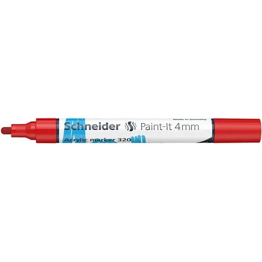 Akrylový popisovač, 4 mm, SCHNEIDER "Paint-It 320", červený