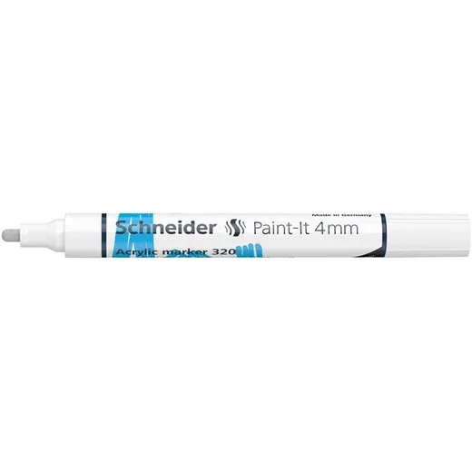 Akrylový popisovač, 4 mm, SCHNEIDER "Paint-It 320", biely