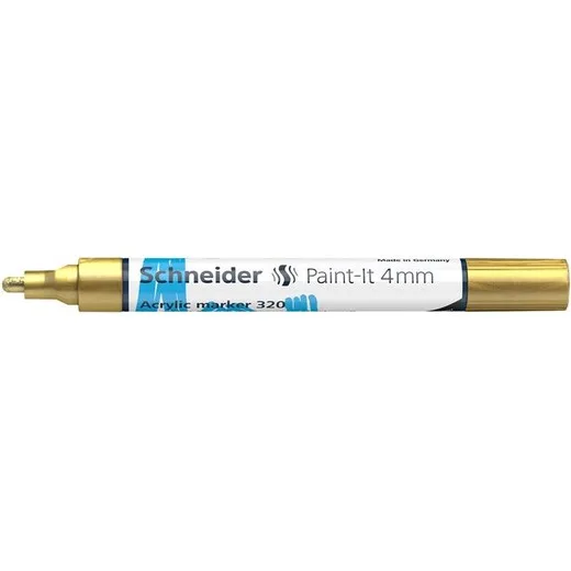 Akrylový popisovač, 4 mm, SCHNEIDER "Paint-It 320", zlatý