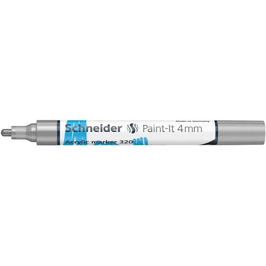 Akrylový popisovač, 4 mm, SCHNEIDER "Paint-It 320", strieborný
