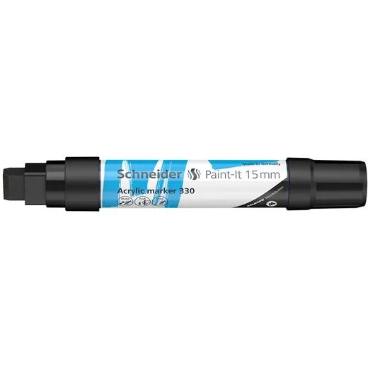 Akrylový popisovač, 15 mm, SCHNEIDER "Paint-It 330", čierny