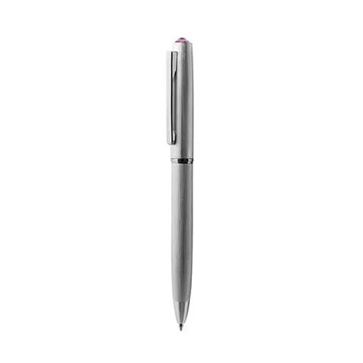 Guľôčkové pero, strieborná, "Oslo", s ružovým krištáľom SWAROVSKI®, 13 cm, ART CRYSTELLA®