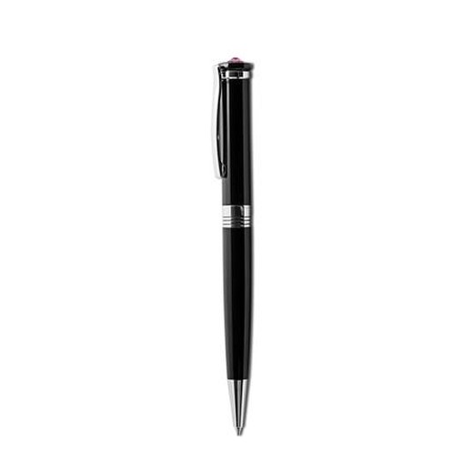 Guľôčkové pero, čierna, "Rimini", s ružovým krištáľom SWAROVSKI®, 14 cm, ART CRYSTELLA®