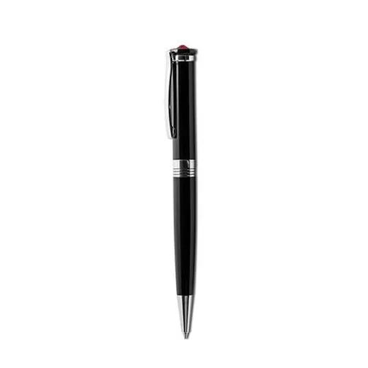Guľôčkové pero, čierna, "Rimini", s light siam červeným krištáľom SWAROVSKI®, 14 cm, ART CRYSTELLA®