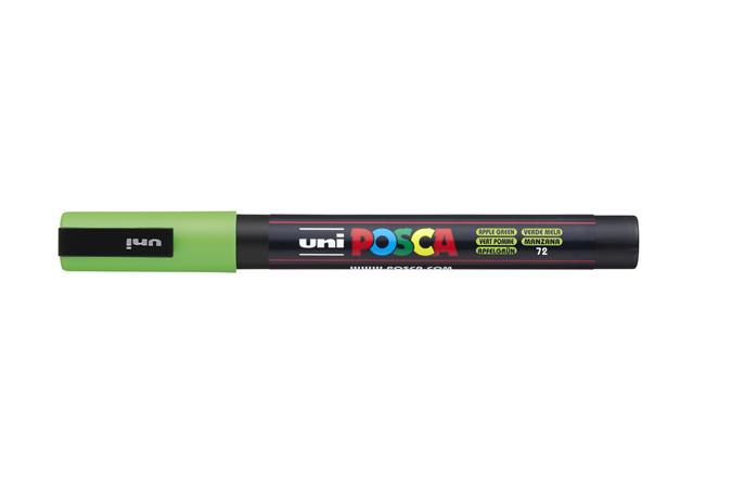 Dekoračný popisovač, 0,9-1,3 mm, UNI "Posca PC-3M", jablkový zelený