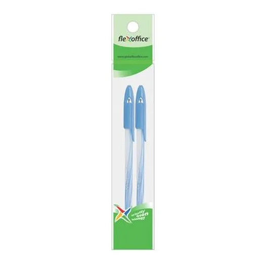 Guľôčkové pero, 0,3 mm, 2 ks/blister, s vrchnákom, FLEXOFFICE "Candee", modré