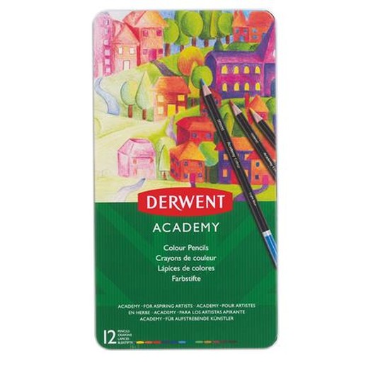 Farebné ceruzky, sada, DERWENT "Academy", 12 rôznych farieb