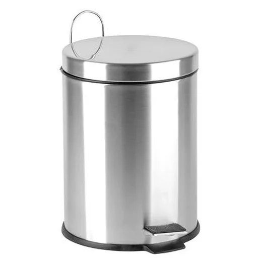 Odpadkový kôš, s pedálom, nerezová oceľ, odnímateľná plastová nádoba, 5 l