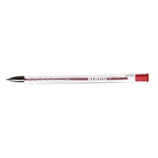 Guľôčkové pero, 1,0 mm, s vrchnákom, trojhranný tvar, KORES "K11-M", červená