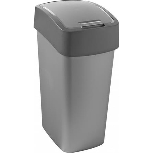 Odpadkový kôš s výklopným vekom, na triedenie odpadu, plastový, 45 l, CURVER, sivá/šedá
