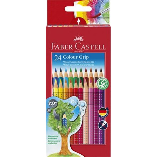Farebné ceruzky, sada, trojhranný tvar, FABER-CASTELL "Grip 2001", 24 rôznych farieb