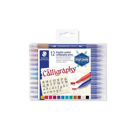 Kaligrafický popisovač, sada, 2,0/3,5 mm, obojstranný, STAEDTLER "3005", 12 farieb
