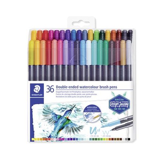 Fixky v tvare štetca, sada, 0,5-0,8/1,0-6,0 mm, obojstranné, STAEDTLER "3001", 36 farieb