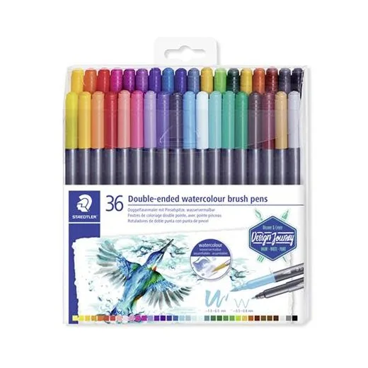 Fixky v tvare štetca, sada, 0,5-0,8/1,0-6,0 mm, obojstranné, STAEDTLER "3001", 36 farieb