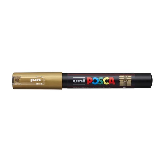 Dekoračný popisovač, 0,7-1,0 mm, UNI "Posca PC-1M", zlatý
