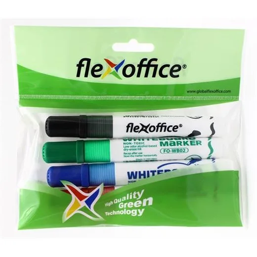 Popisovač na tabule, sada, 2,5 mm, kužeľovitý, sada, FLEXOFFICE "WB02", 4 farby