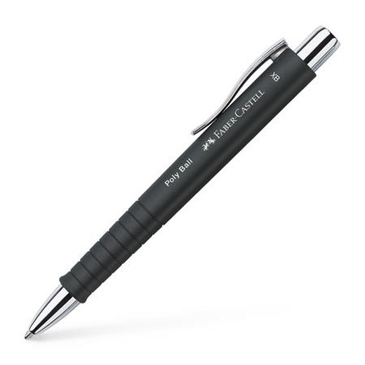 Guľôčkové pero, 0,7 mm, stláčací mechanizmus, čierno telo pera, FABER-CASTELL "Poly Ball", modrá