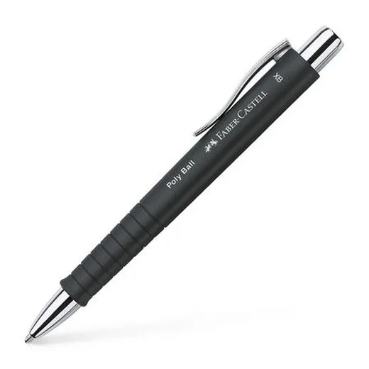 Guľôčkové pero, 0,7 mm, stláčací mechanizmus, čierno telo pera, FABER-CASTELL "Poly Ball", modrá