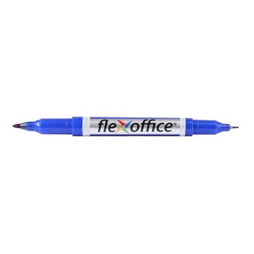 Permanentný popisovač, 0,4/1,0 mm, kužeľový, obojstranný, FLEXOFFICE "PM01", modrý