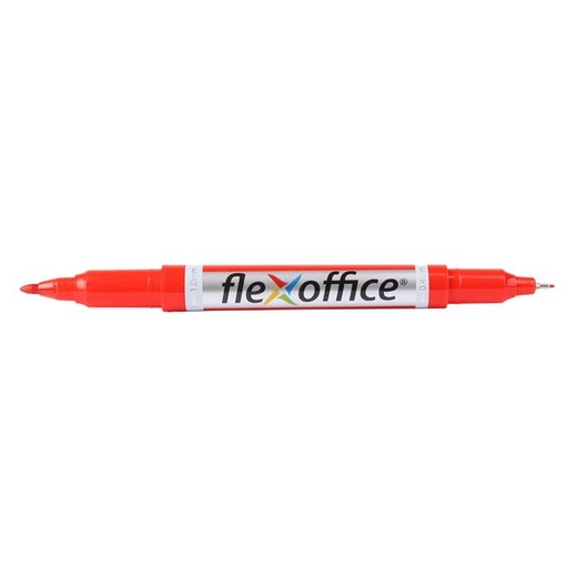 Permanentný popisovač, 0,4/1,0 mm, kužeľový, obojstranný, FLEXOFFICE "PM01", červený