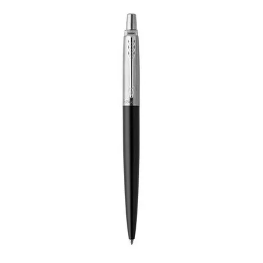 Guľôčkové pero, 0,7 mm, strieborný klip, bond street čierne telo pera, PARKER, "Royal Jotter", modrá