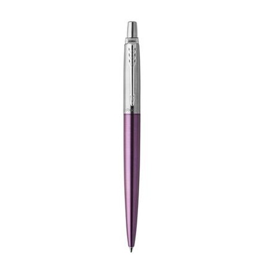 Guľôčkové pero, 0,7 mm, strieborný klip, fialové telo pera, PARKER, "Royal Jotter", modrá