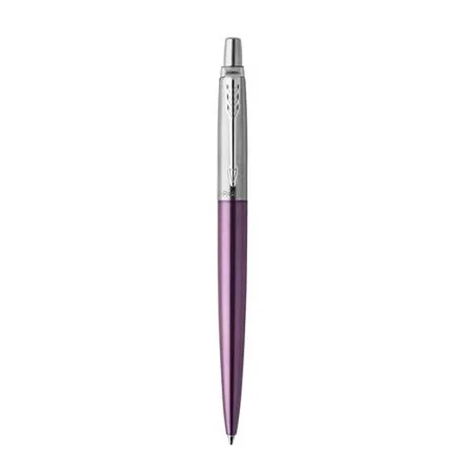 Guľôčkové pero, 0,7 mm, strieborný klip, fialové telo pera, PARKER, "Royal Jotter", modrá