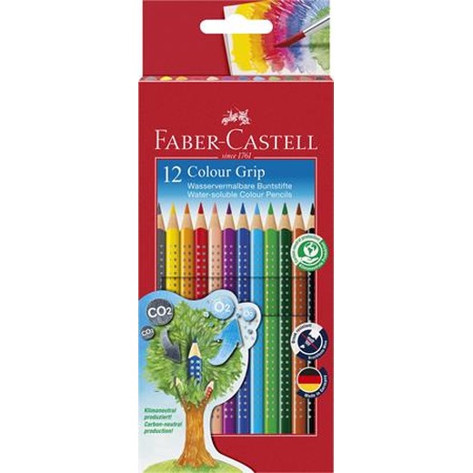 Farebné ceruzky, sada, trojhranný tvar, FABER-CASTELL "Grip 2001", 12 rôznych farieb