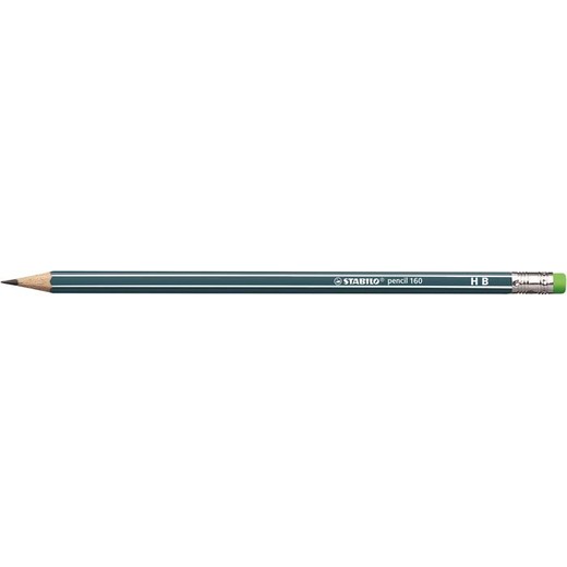 Grafitová ceruzka s gumou, HB, šesťhranná, STABILO "Pencil 160", olejovo zelená
