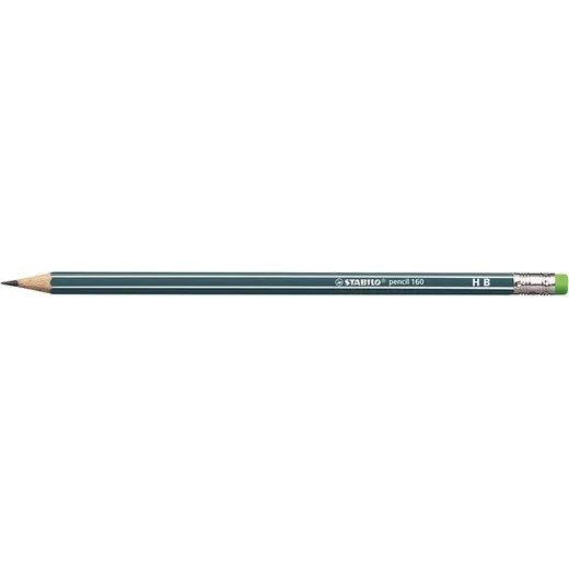 Grafitová ceruzka s gumou, HB, šesťhranná, STABILO "Pencil 160", olejovo zelená