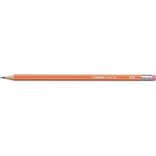 Grafitová ceruzka s gumou, HB, šesťhranná, STABILO "Pencil 160", oranžová