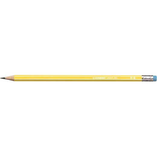 Grafitová ceruzka s gumou, HB, šesťhranná, STABILO "Pencil 160", žltá
