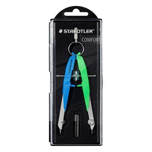 Kružidlo, sada, precízne, 2-dielna, STAEDTLER "Mars Comfort 556", neon modrá/zelená