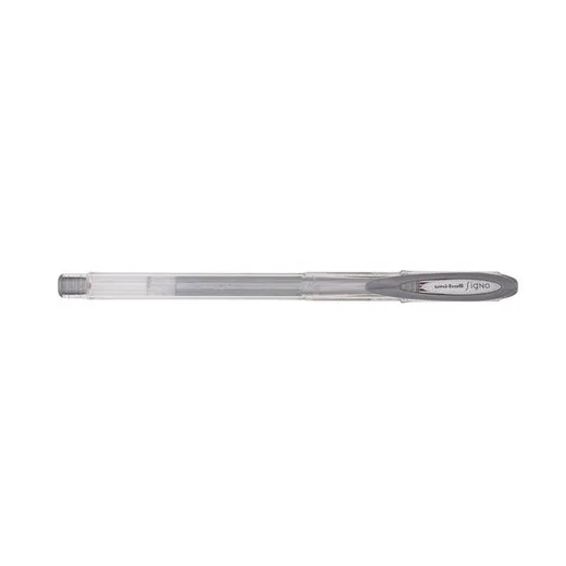 Gélové pero, 0,5 mm, s vrchnákom, UNI "UM-120", metalické strieborné