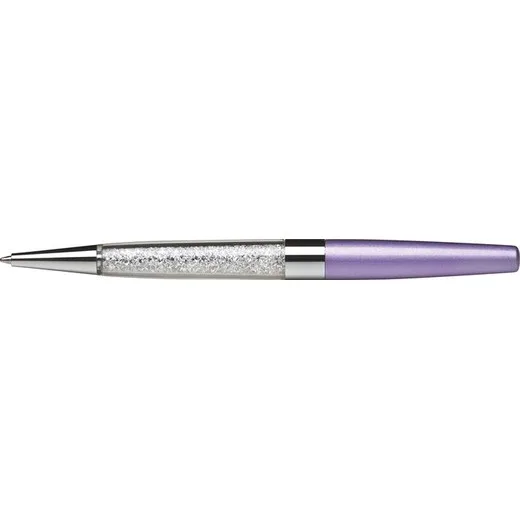 Guľôčkové pero, Crystals from SWAROVSKI®, svetlofialové, s bielymi krištáľmi v dolnej časti, 14 cm, ART CRYSTELLA