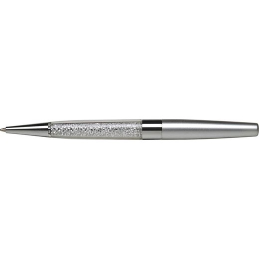 Guľôčkové pero, Crystals from SWAROVSKI®, strieborné, s bielymi krištáľmi v dolnej časti, 14 cm, ART CRYSTELLA