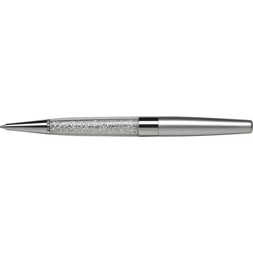 Guľôčkové pero, Crystals from SWAROVSKI®, strieborné, s bielymi krištáľmi v dolnej časti, 14 cm, ART CRYSTELLA