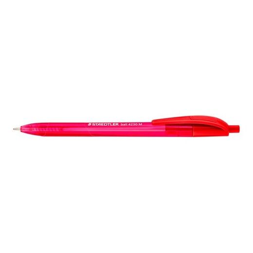 Guľôčkové pero, 1 mm, stláčací mechanizmus, STAEDTLER "Ball 423 M", červené