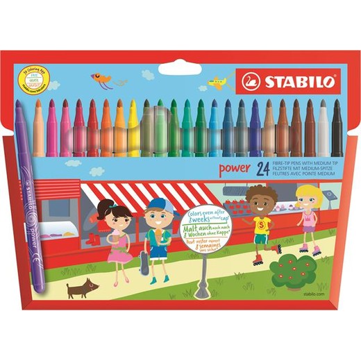 Fixky, 2 mm, STABILO "Power", 24 rôznych farieb