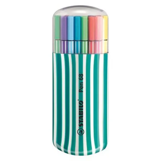 Fixky, sada, 1 mm, tyrkysové puzdro, STABILO "Pen 68 Zebrui", 20 rôznych farieb
