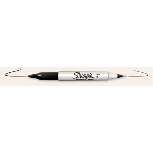 Permanentný popisovač, kužeľový hrot, 2 konce, SHARPIE "Twin Tip", čierny