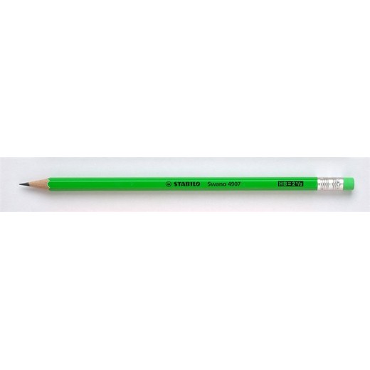 Grafitová ceruzka s gumou, HB, šesťhranná, STABILO "Neon", zelená